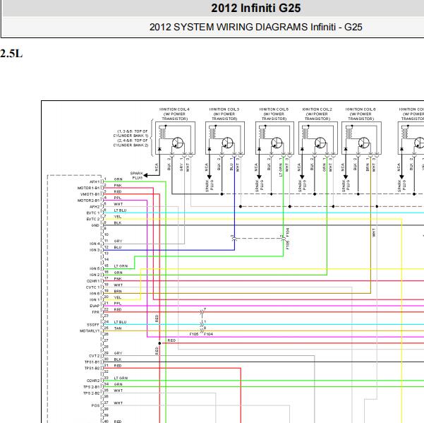 2012年英菲尼迪G25发动机及智能钥匙电路图