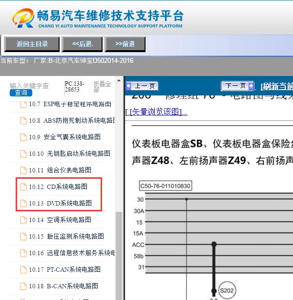 2014-2015年北汽绅宝D50收音机电路图