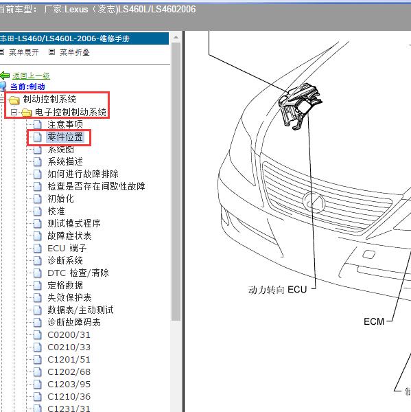2006年Lexus（凌志-雷克萨斯)-LS460L/LS460 ABS系统部件位置