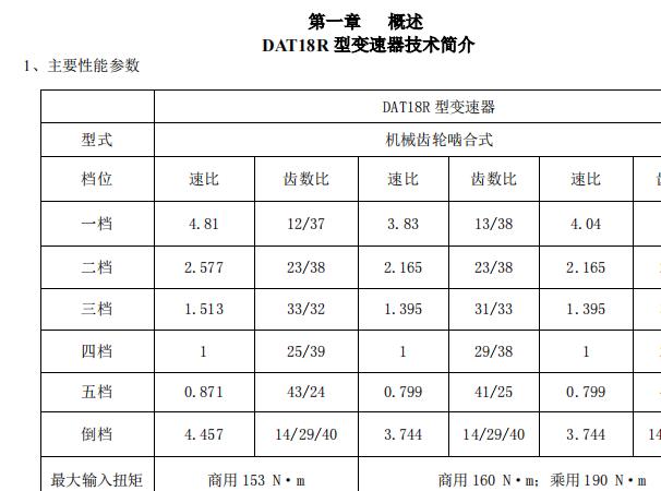 东安DAT18R变速器维修手册