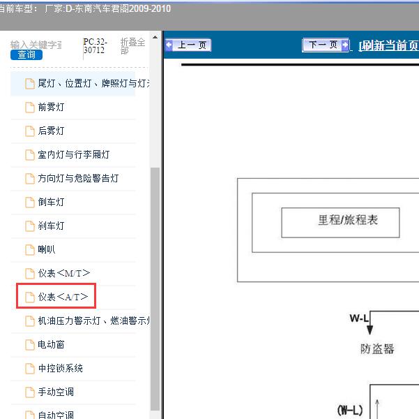 2009-2010年东南汽车-君阁 里程表电路图