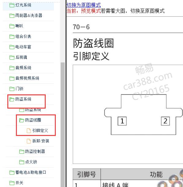 2020年长城风骏5防盗系统针脚定义