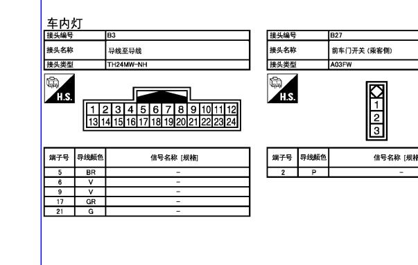 2012年日产逍客B3和M13插头相关电路图和针脚