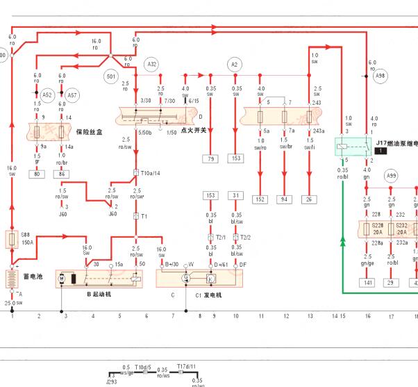 2005年奥迪A4 BKB发动机电路图