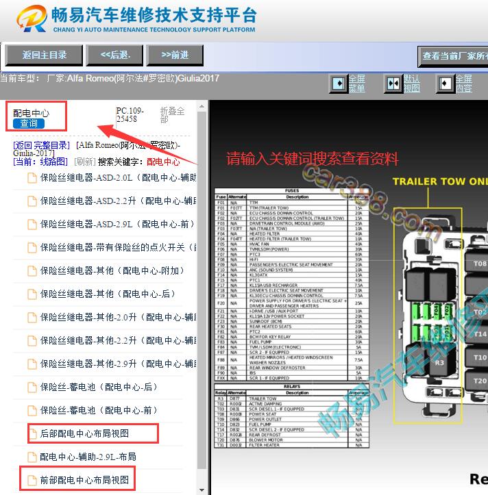 2017年阿尔法罗密欧Giulia保险丝继电器资料