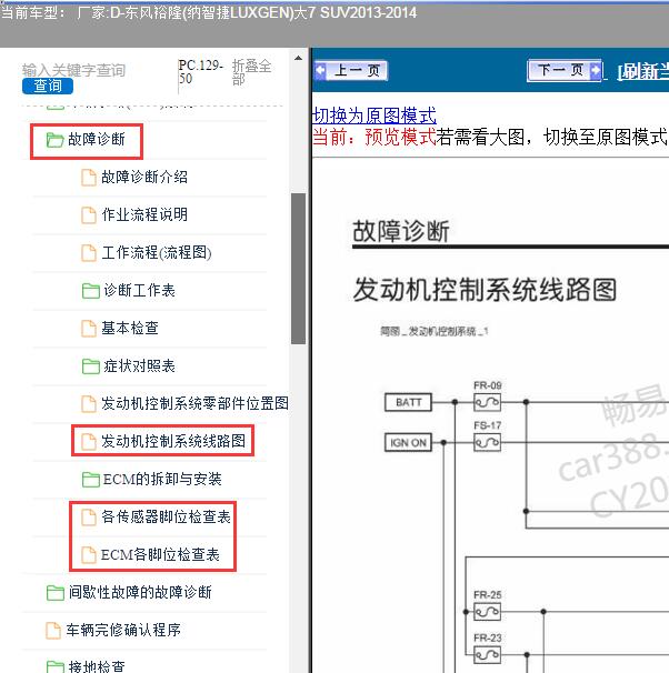 2012年纳智捷大7SUV 发动机电路图针脚资料