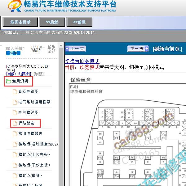 2013年长安马自达CX-5保险丝盒定义资料