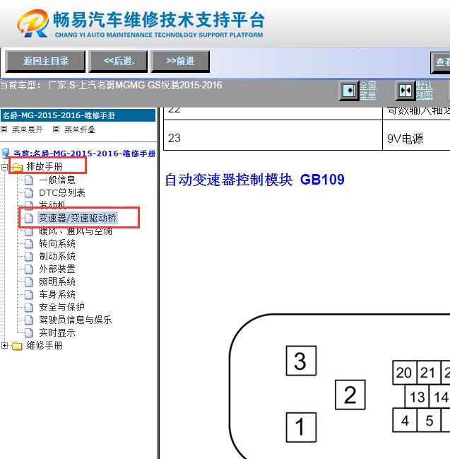 2015-2016年名爵锐腾变速箱电脑针脚资料
