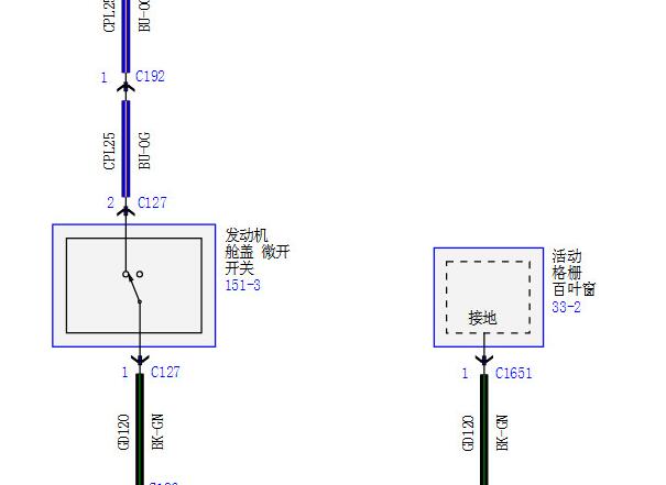 2020年福特金牛座发动机机盖锁电路图