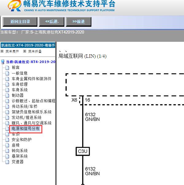 2019年凯迪拉克XT4 LIN线电路图