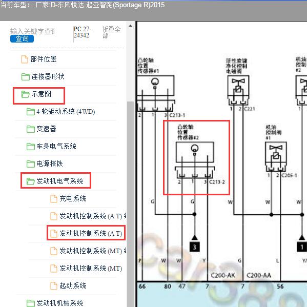 2015年起亚智跑凸轮轴传感器电路图