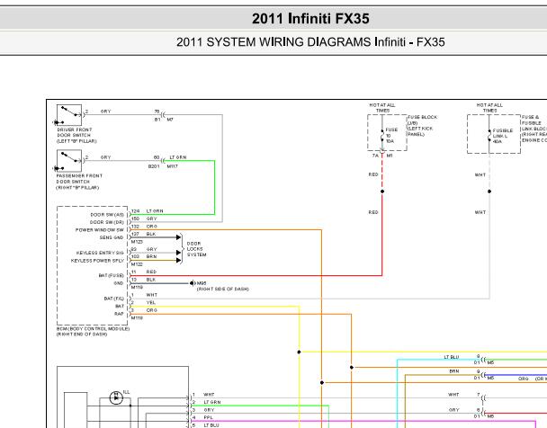 2011年英菲尼迪FX35发动机车窗和空调电路图