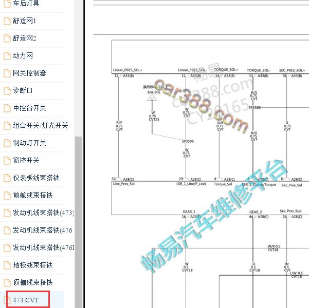 2020-2021年比亚迪秦 CVT变速箱电路图