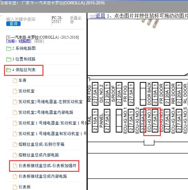 2015年丰田卡罗拉保险丝位置