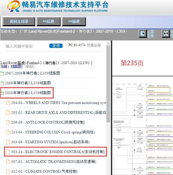 2007-2010年路虎神行者2发动机电路图