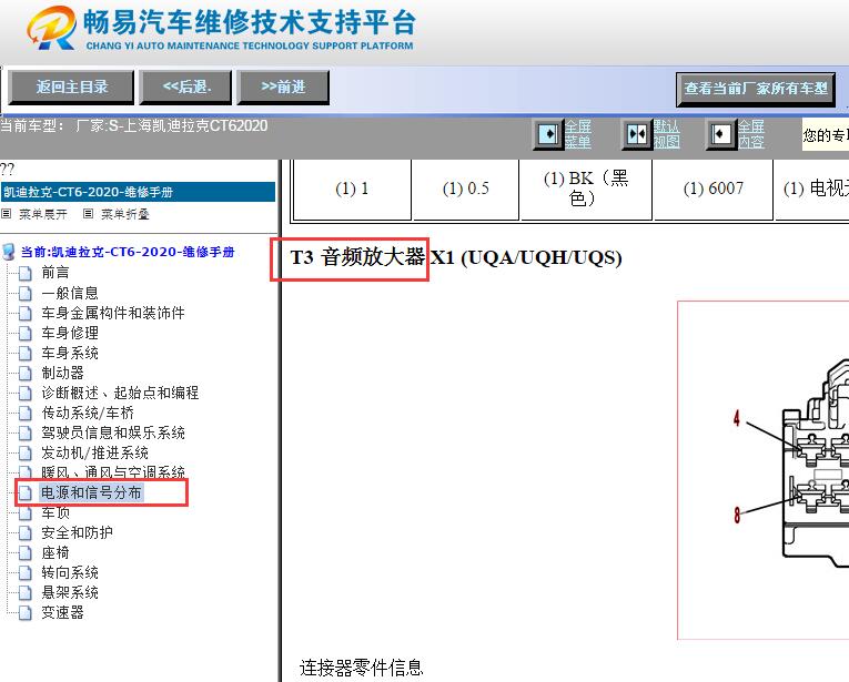 2020年凯迪拉克CT6娱乐音响功放针脚资料