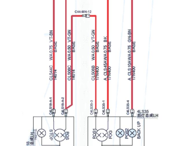 2013年福特麦柯斯倒车灯电路图