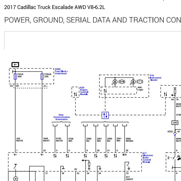 2017年凯迪拉克凯雷德ABS电路图