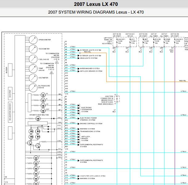 2007年雷克萨斯LX470 仪表电路图
