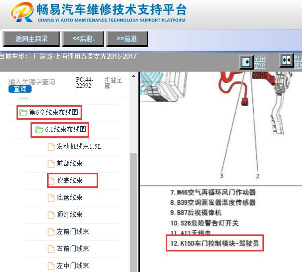 2015-2017年五菱宏光车门控制单元安装位置