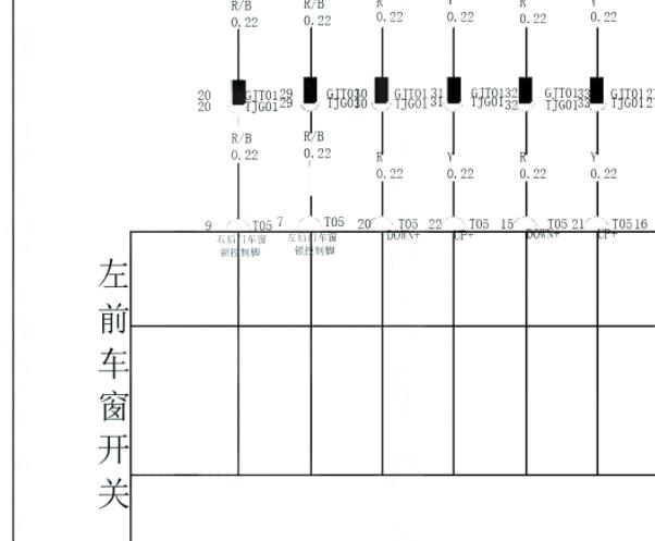 2021年比亚迪唐左前玻璃升降开关电路图