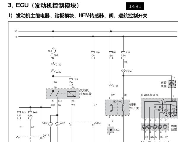 2007年双龙享御发动机电路图