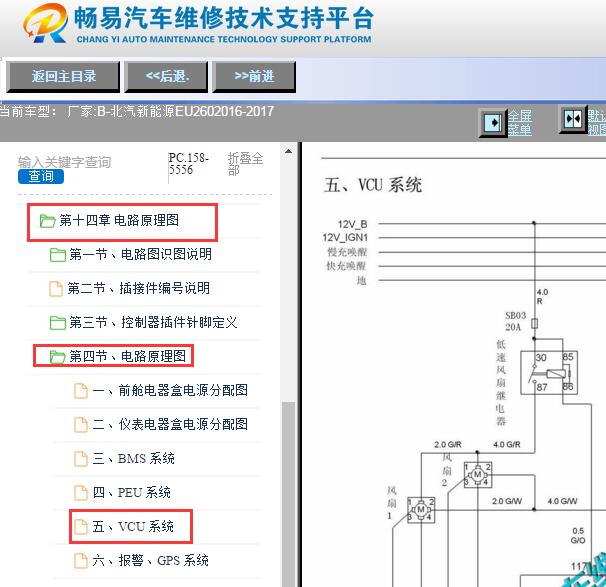 2016-2017年北汽新能源EU260 整车控制器电路图