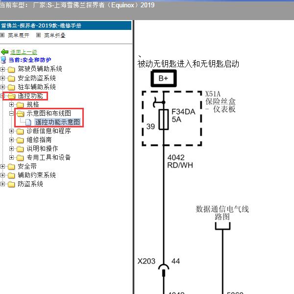 2019年上海雪佛兰-探界者（Equinox）无钥匙电路图