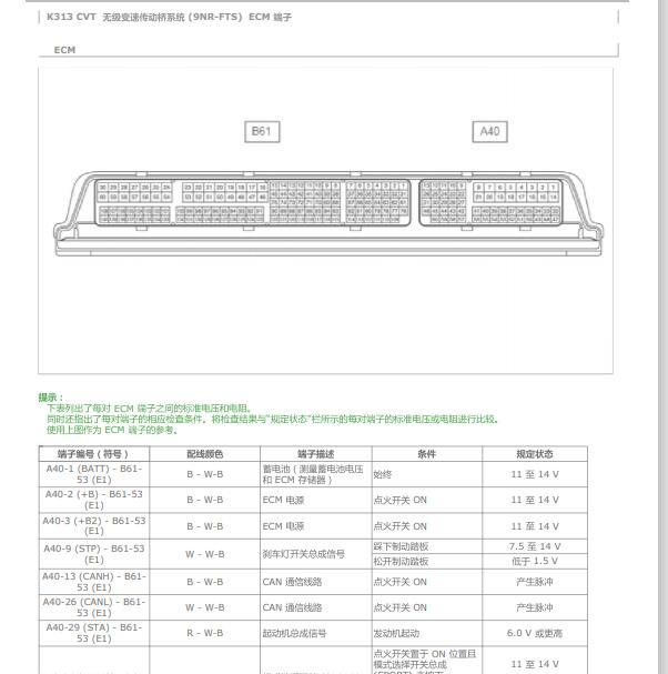 2016年丰田卡罗拉变速箱电脑针脚