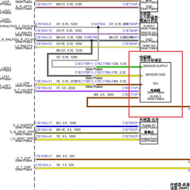 2017年路虎神行者2  2.0发动机水泵电路图