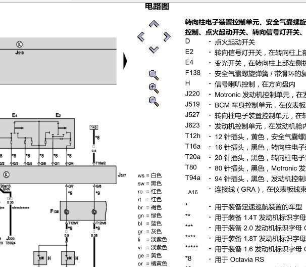 2010年斯柯达明锐雨刮和喇叭电路图