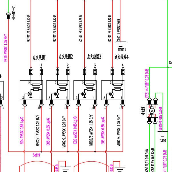 2018年长安欧尚科赛COS1发动机电路图