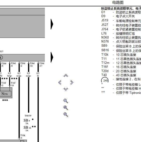 2011年大众迈腾点火开关电路图