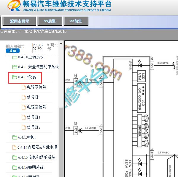 2015年长安CS75仪表电路图