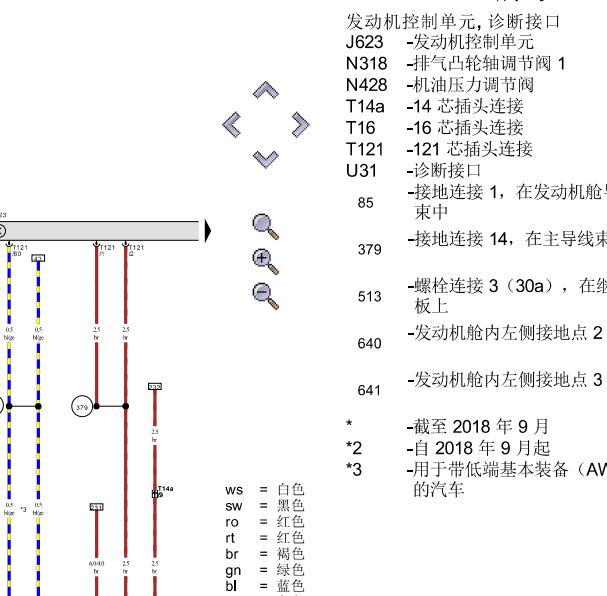 2019年大众捷达机油压力和凸轮轴调节阀电路图