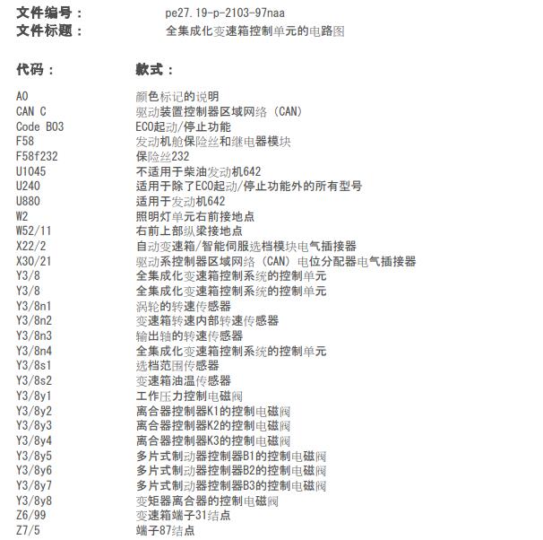 2017年奔驰GLE320 变速箱电路图