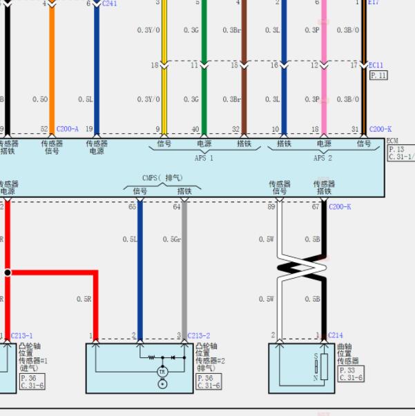 2015年现代途胜 G4FJ发动机曲轴位置传感器电路图