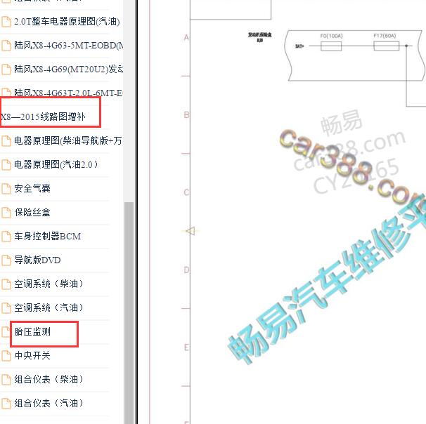 2015年陆风X8 胎压监测电路图