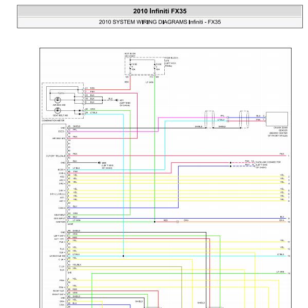 2010年英菲尼迪FX35安全气囊电路图