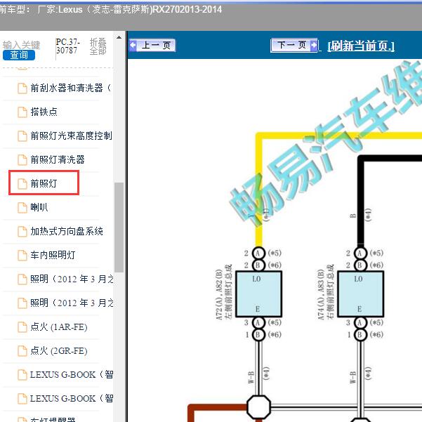 2013-2014年Lexus（凌志-雷克萨斯)-RX270 大灯电路图