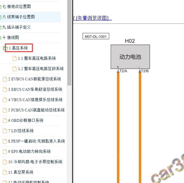 2020年北汽EC5 高压系统电路图