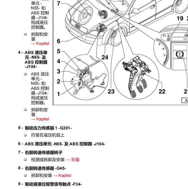 2001年奥迪A4轮速传感器位置