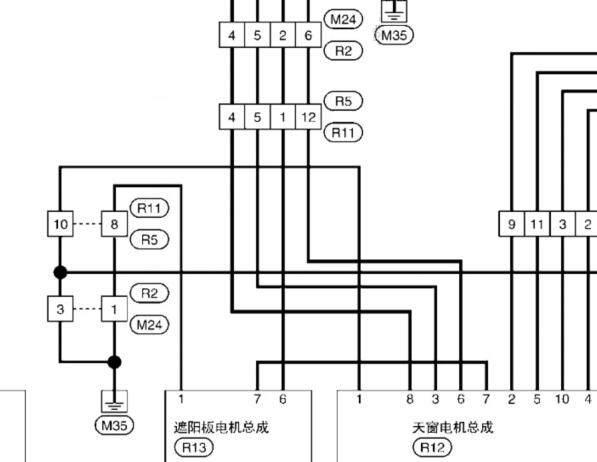 2013-2014年日产天籁天窗遮阳电路图