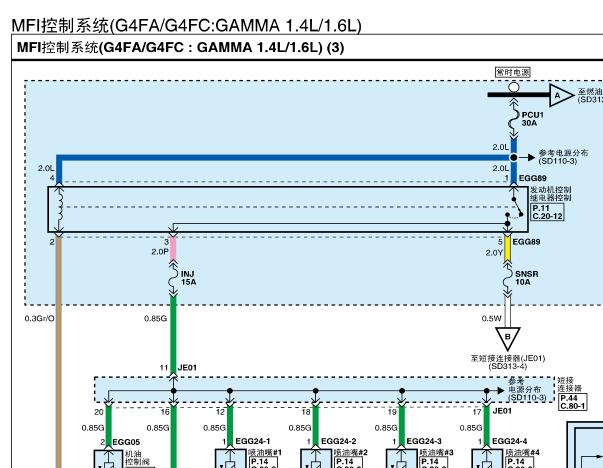 2014年起亚K2 G4FA发动机针脚和电路图