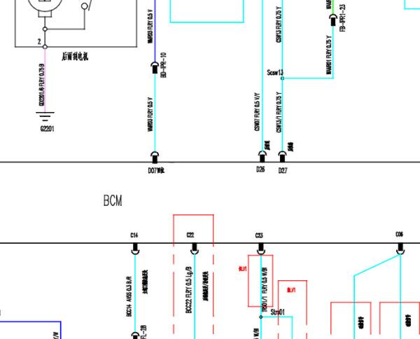2018年长安科赛车身电脑和灯光电路图