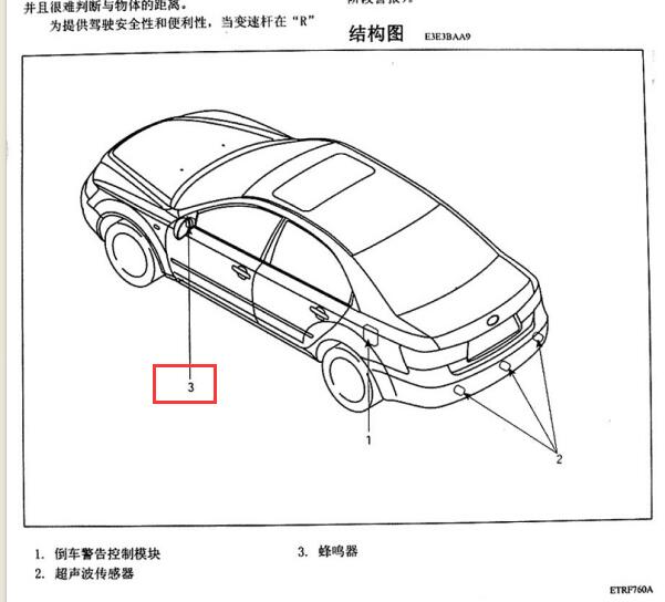 2005年现代索纳塔倒车雷达蜂鸣器位置图