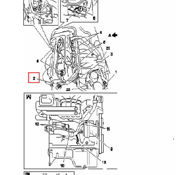 昌河铃木北斗星 K14B 发动机冷却液温度传感器位置