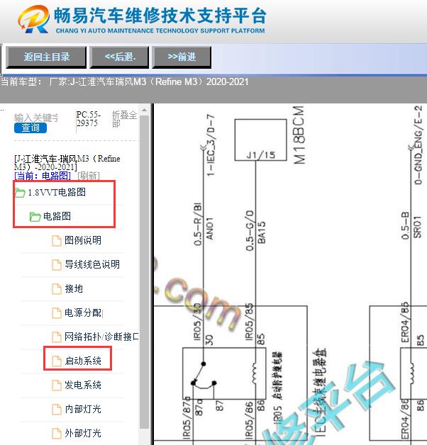 2020-2021年江淮瑞风M3启动电路图