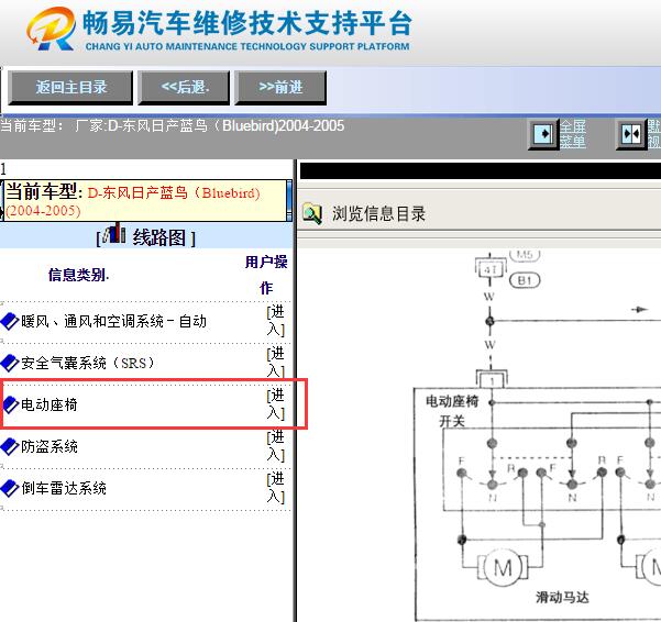 2004年日产蓝鸟驾驶员座椅控制电路图