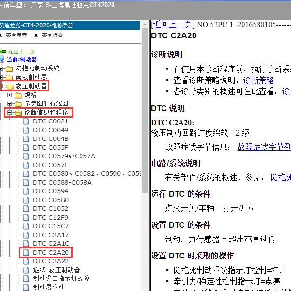 2020年上海凯迪拉克-CT4 C2A20故障码资料